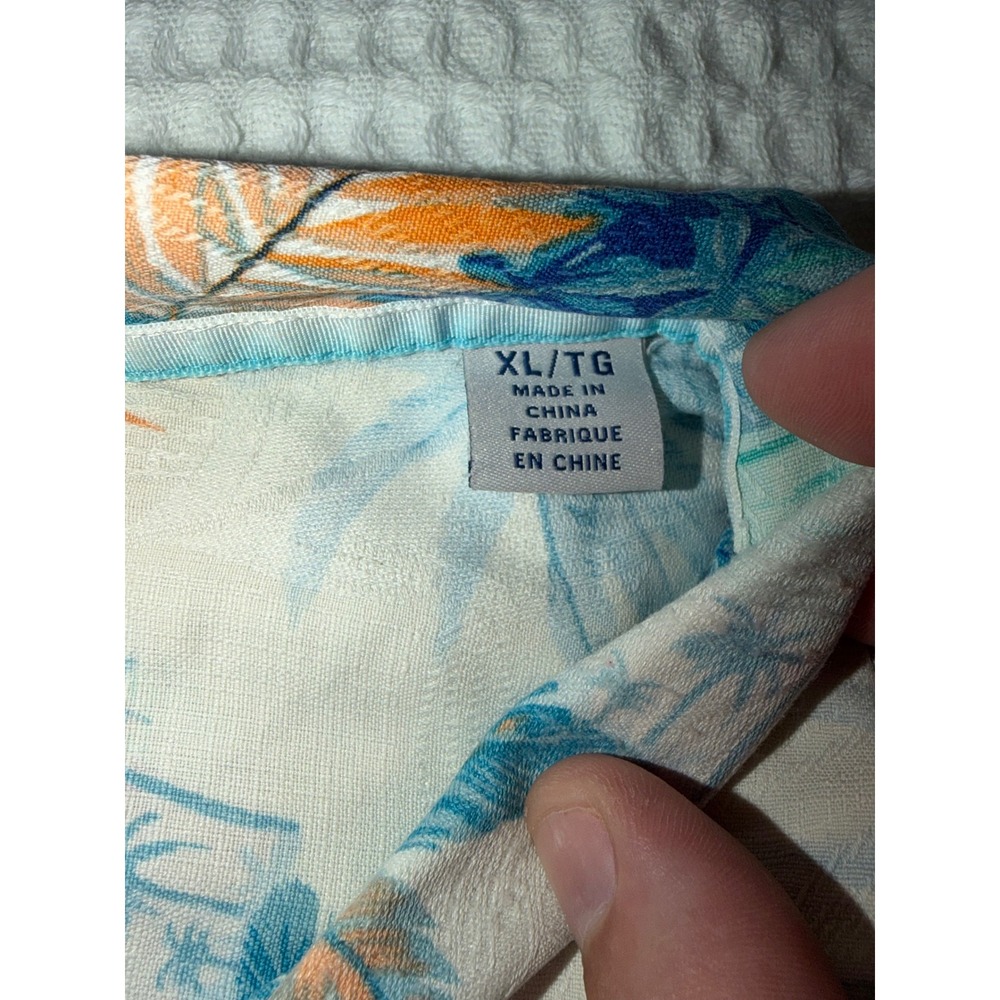 Tommy Bahama Button Down Shirt Mens XL Silk Blue Orange Tropical Palm Island - Picture 2 of 11
